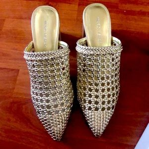 Marc fisher perforated heel mule gold
